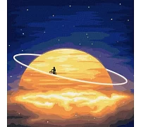 Картина по номерам Вокруг Сатурна с красками металлик 50х50 Идейка (KHO9546)