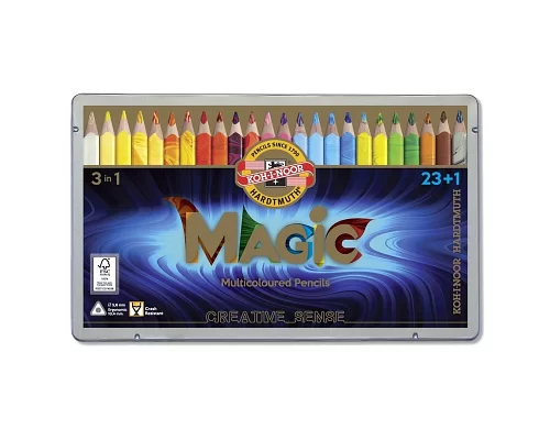 Карандаши цветные Koh-i-Noor Magic 23 шт с блендером в металлическом пенале (340802)