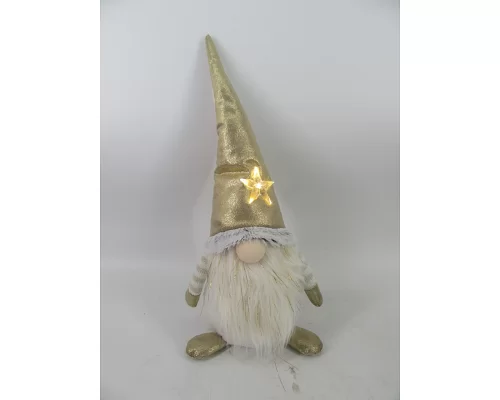 Новогодняя мягкая игрушка Novogod'ko Гном в золотом колпаке 44см LED звезда (974623)