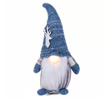 Новогодняя мягкая игрушка Novogod'ko Гном в синем колпаке 31см LED нос (974645)
