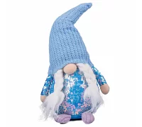 Новорічна м'яка іграшка Novogod'ko Гном Дівчинка блакитна паєтка 40см (974638)