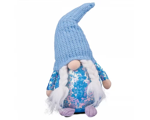Новорічна м'яка іграшка Novogod'ko Гном Дівчинка блакитна паєтка 40см (974638)