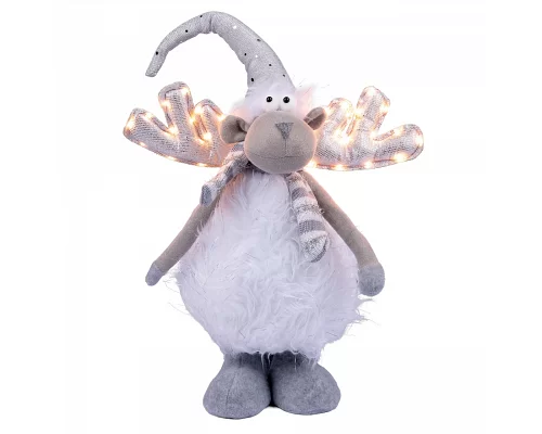 Новорічна м'яка іграшка Novogod'ko Олень в білому 53см LED роги (974646)