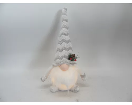 Новогодняя мягкая игрушка Novogod'ko Гном белый 35см LED тело (974625)
