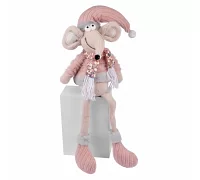 Новогодняя мягкая игрушка Novogod'ko Мышонок Мальчик в розовом 69см сидит (974643)