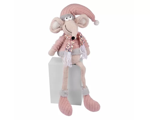 Новорічна м'яка іграшка Novogod'ko Мишеня Хлопчик в рожевому 69см сидить (974643)