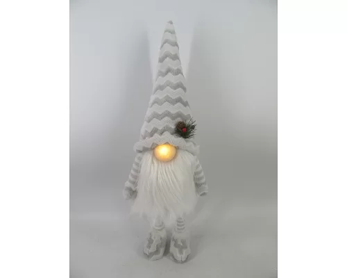 Новорічна м'яка іграшка Novogod'ko Гном білий 60см LED ніс (974626)
