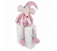 Новорічна м'яка іграшка Novogod'ko Мишеня Дівчинкав рожевому 69см сидить (974787)
