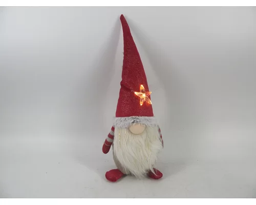 Новорічна м'яка іграшка Novogod'ko Гном в червоному 37см LED зірка (974624)