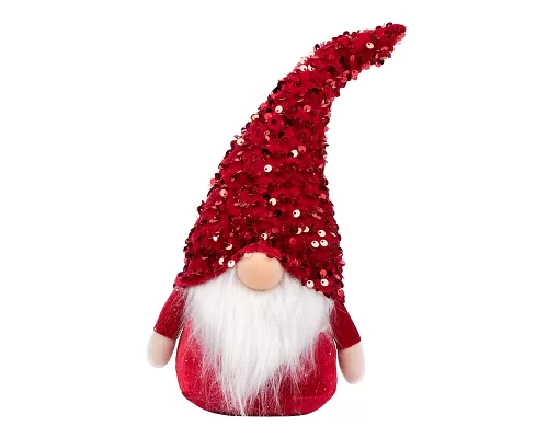 Новогодняя мягкая игрушка Novogod'ko Гном Мальчик красная пайетка 29см LED нос (973722)