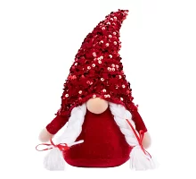 Новогодняя мягкая игрушка Novogod'ko Гном Девочка красная пайетка 29см LED нос (973921)
