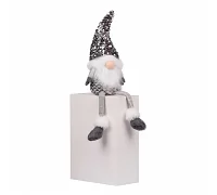 Новорічна м'яка іграшка Novogod'ko Гном срібна паєтка 45см сидить (973732)