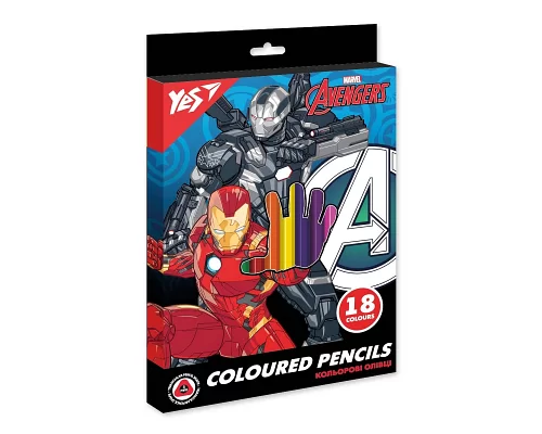 Олівці кольорові YES 18 кол Marvel Avengers (290686)