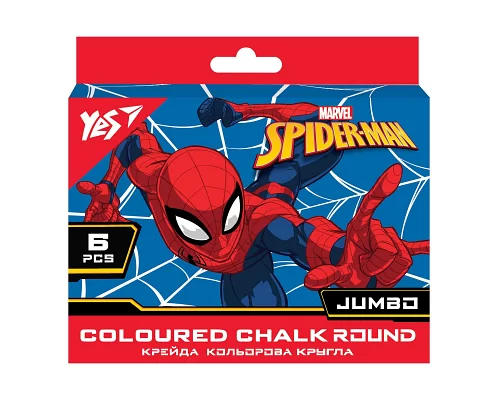 Мел цветной YES Marvel Spiderman 6 шт JUMBO (400464)