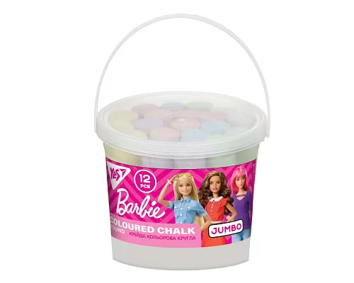 Крейда кольорова YES Barbie 12 шт JUMBO в відрі (400454)