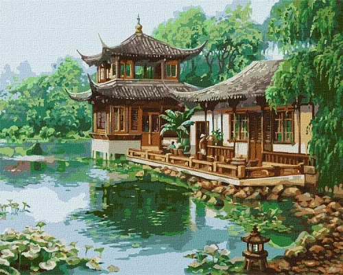 Картина за номерами Китайський будиночок ©Сергій Лобач Ідейка 40х50 (KHO2881)
