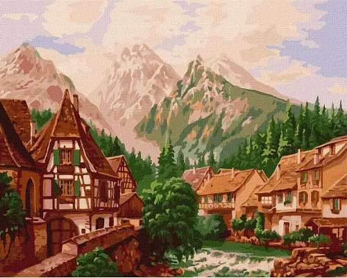 Картина по номерам Городок в горах ©Сергей Лобач Идейка 40х50 (KHO2880)