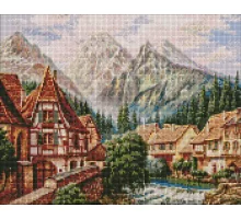 Алмазна мозаїка Містечко в горах ©Сергій Лобач Ідейка 40х50 на підрамнику (AMO7346)