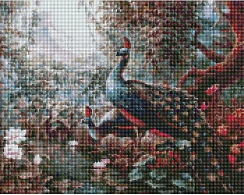 Алмазная мозаика Сказочные павлины ©Сергей Лобач Идейка 40х50 на подрамнике (AMO7336)