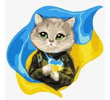 Картина за номерами патріотичний котик з Україною в серці ©ksy_bersan Ідейка 30х30 (KHO4358)