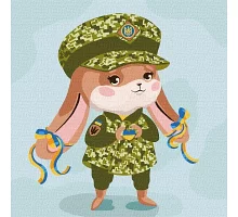 Картина по номерам патриотическая Зайка-защитница ©Екатерина Валерьева 30х30 Идейка (KHO2403)