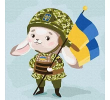 Картина за номерами патріотична Зайчик-захисник ©Катерина Валерьїва 30х30 Ідейка (KHO2402)