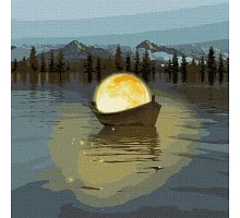 Картина за номерами Місячний човен з фарбами металiк 50х50 Ідейка (KHO5031)