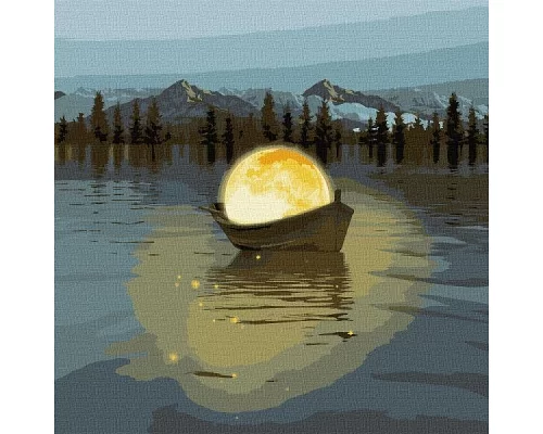 Картина за номерами Місячний човен з фарбами металiк 50х50 Ідейка (KHO5031)