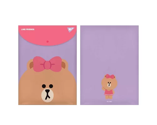 Папка-конверт YES А4 на кнопке Line Friends вертикальная (492076)