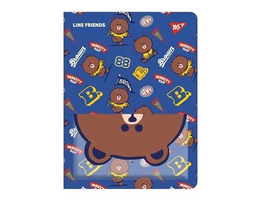 Папка на 20 файлов А4 YES Line Friends. Brown с карманом (492109)