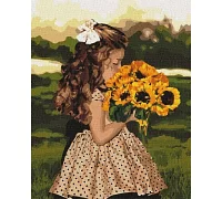 Картина за номерами Дівчинка з соняшниками Ідейка 40х50 (KHO4662)
