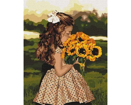 Картина за номерами Дівчинка з соняшниками Ідейка 40х50 (KHO4662)