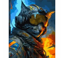 Картина за номерами Патріотична Войовничий кіт-привид 40*50 см код:954458