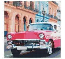 Алмазна мозаїка Рожеве авто Гавани 50х50 см Strateg (GA0007)