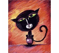 Картина за номерами Кіт на кульці з лаком та рівнем розміром 40х50 см Strateg (VA-2663)