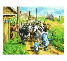 Картина за номерами Веселі пастушки з лаком та рівнем розміром 40х50 см Strateg (SY6360)