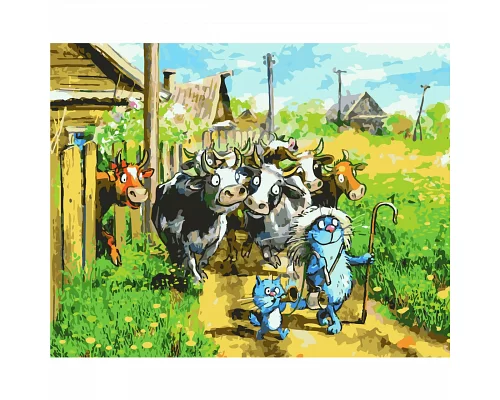 Картина за номерами Веселі пастушки з лаком та рівнем розміром 40х50 см Strateg (SY6360)