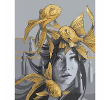 Картина за номерами Золоті рибки з лаком та рівнем розміром 40х50 см Strateg (SY6027)