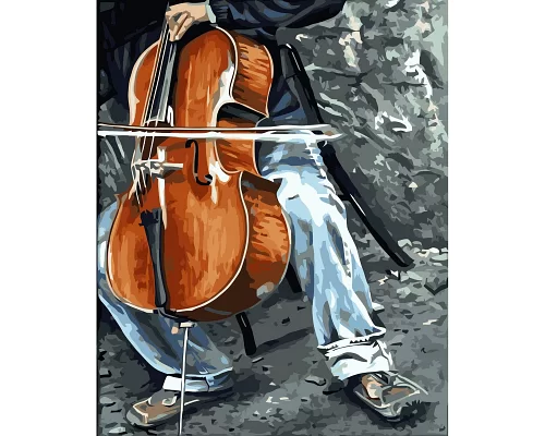 Картина за номерами Музика віолончелі з лаком та рівнем розміром 40х50 см Strateg (VA-3617)