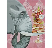Картина за номерами Слон з солоденьким з лаком та рівнем розміром 40х50 см Strateg (SY6910)