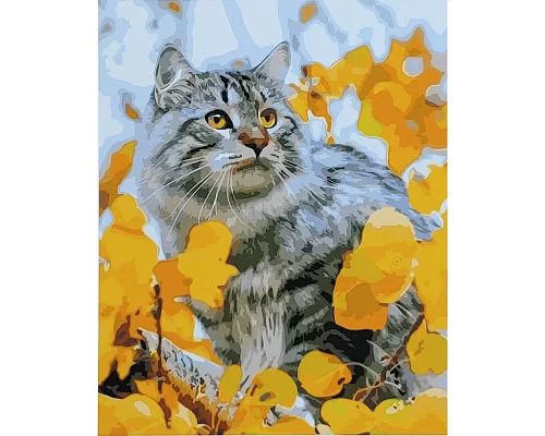 Картина за номерами Кіт у листі розміром 40х50 см Strateg (SY6812)