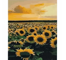 Картина за номерами Вечірні соняшники з лаком та рівнем розміром 40х50 см Strateg (SY6851)