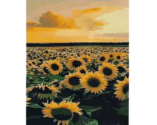Картина за номерами Вечірні соняшники з лаком та рівнем розміром 40х50 см Strateg (SY6851)