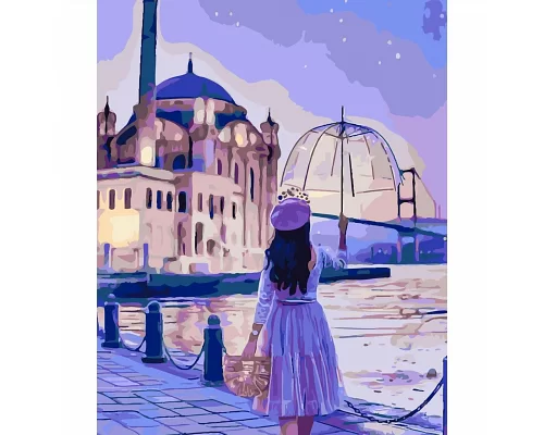 Картина за номерами  Дівчинка з парасолькою розміром 40х50 см Strateg (SY6293)