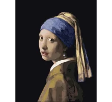 Картина за номерами ПРЕМІУМ Дівчина з перловою сережкою з лаком та рівнем розміром 40х50 см Strateg (SY6635)