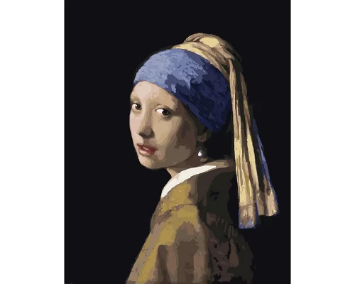 Картина за номерами ПРЕМІУМ Дівчина з перловою сережкою з лаком та рівнем розміром 40х50 см Strateg (SY6635)