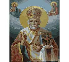 Картина за номерами Ікона Святий Миколай з лаком та рівнем розміром 40х50 см Strateg (SY6651)