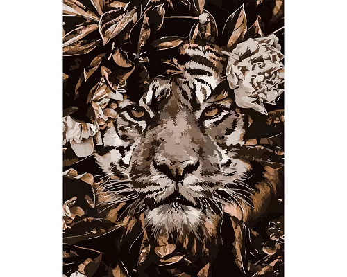 Картина за номерами  Тигр у листі розміром 40х50 см Strateg (SY6710)