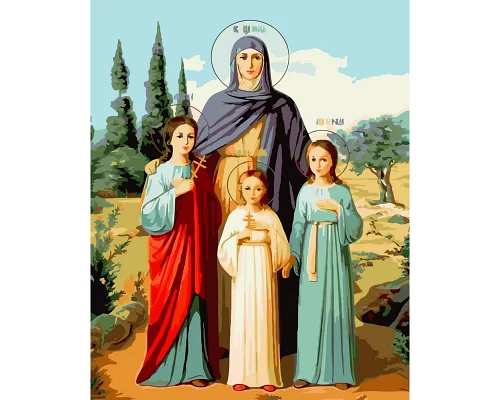 Картина за номерами Ікона Віра Надія Любов та їх мати Софія розміром 40х50 см Strateg