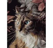 Картина за номерами  Кіт у квітах розміром 30х40 см Strateg (SS-6520)